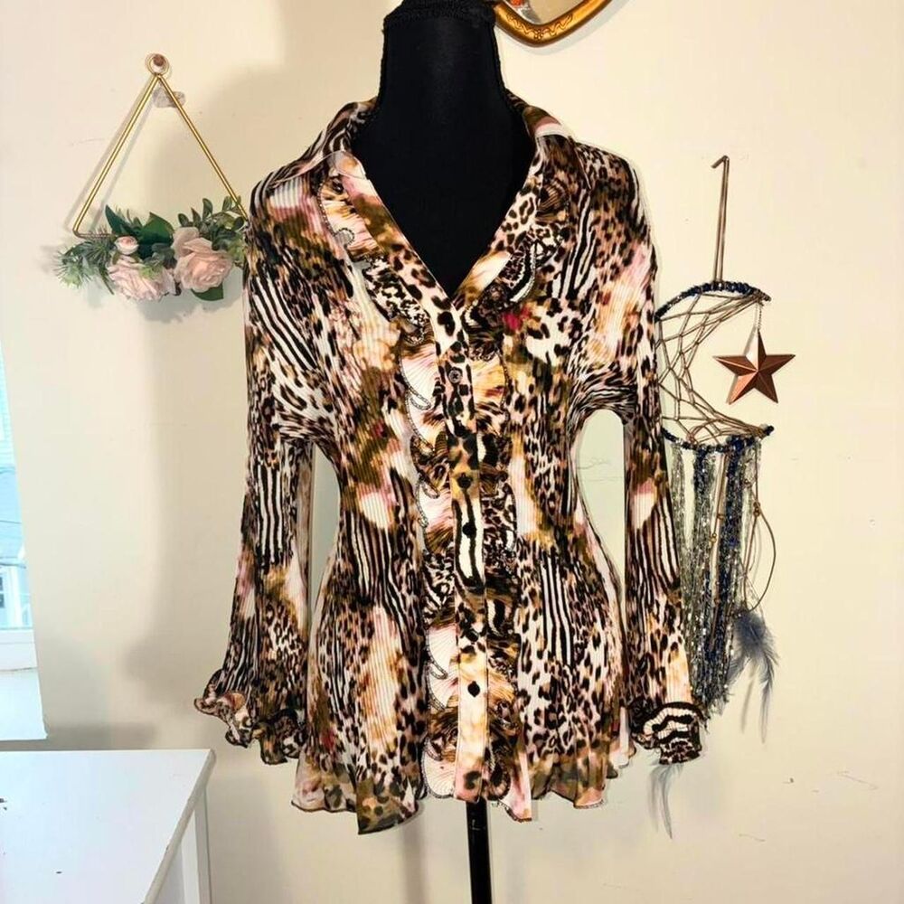 Leopard And Zebra Print Y2K Blouse (LARGE)